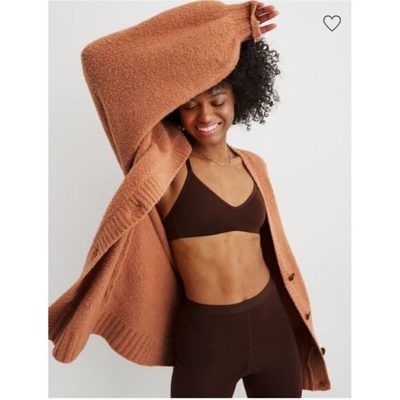 aerie Sweaters - Aerie Oversized Bubble Sleeve Cardigan Brown Medium